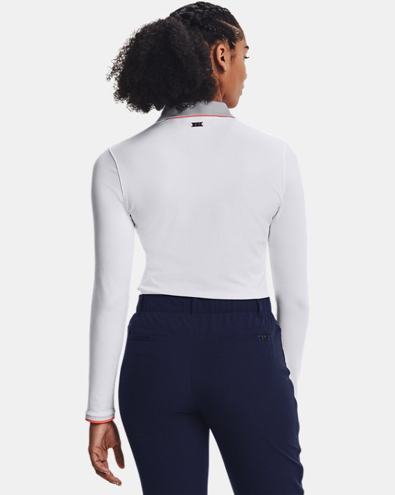 Women's UA Zinger Long Sleeve Polo, White, pdpMainDesktop image number 1